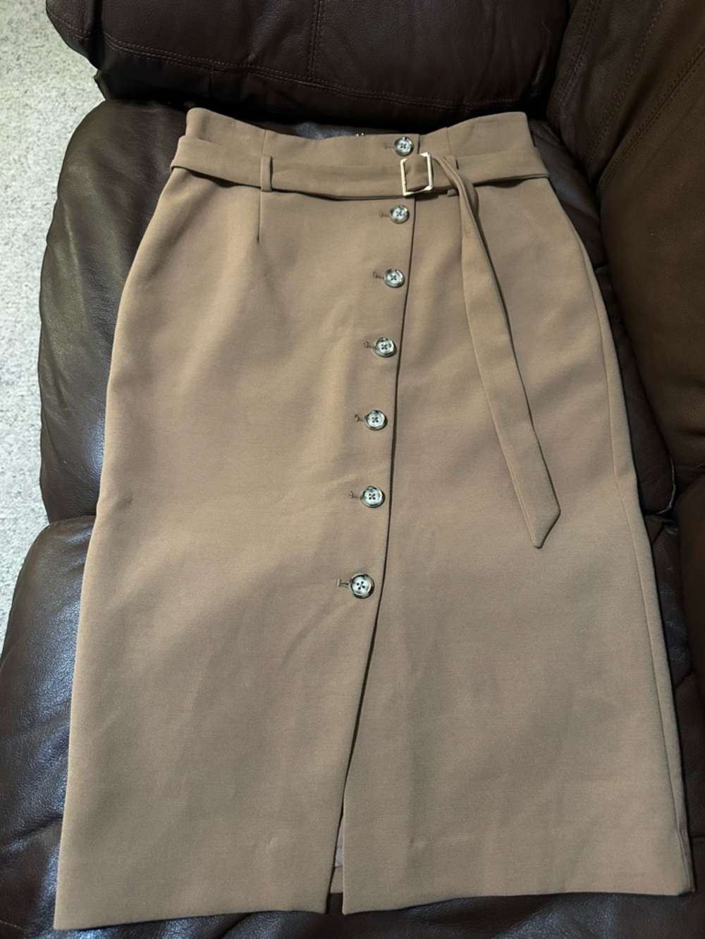 Black house White Market High-Waist Button-Front Belted Pencil Skirt - khaki